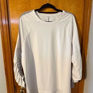 Fabletics White with Gray Long Sleeve Shirt Size 1X